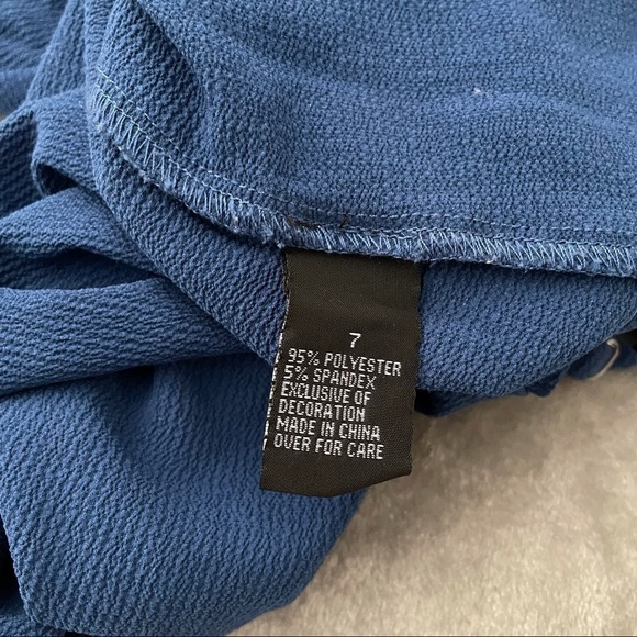 Amy's Closet Cold Shoulder Crochet Trim Sleeves Blue Boho Spanish Style Dress 7 - Picture 5 of 7